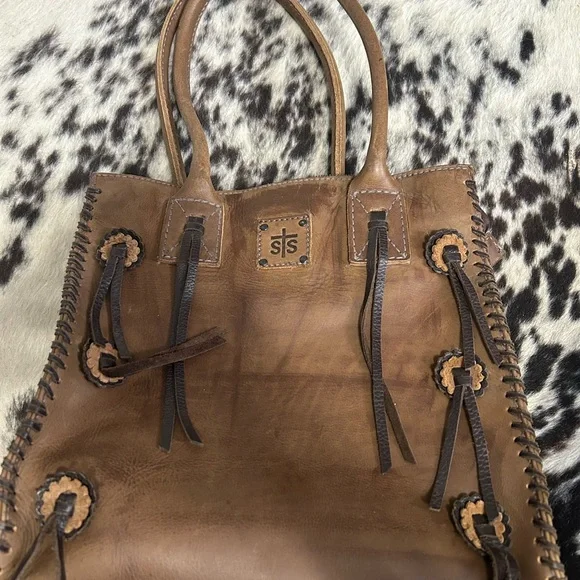 STS Ranchwear Rustic Brown Leather Chaps Tote Large - Picture 2 of 5
